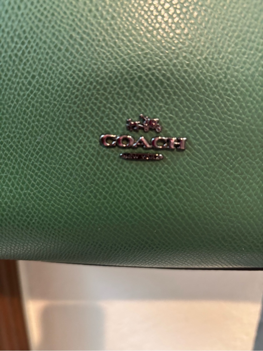 Coach Green Leather Tote with Turnlock and Charm - Picture 3 of 9